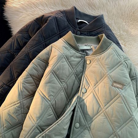 Retro Winter Diamond Embroidery Warm Cotton Coat Casual Thick Jacket